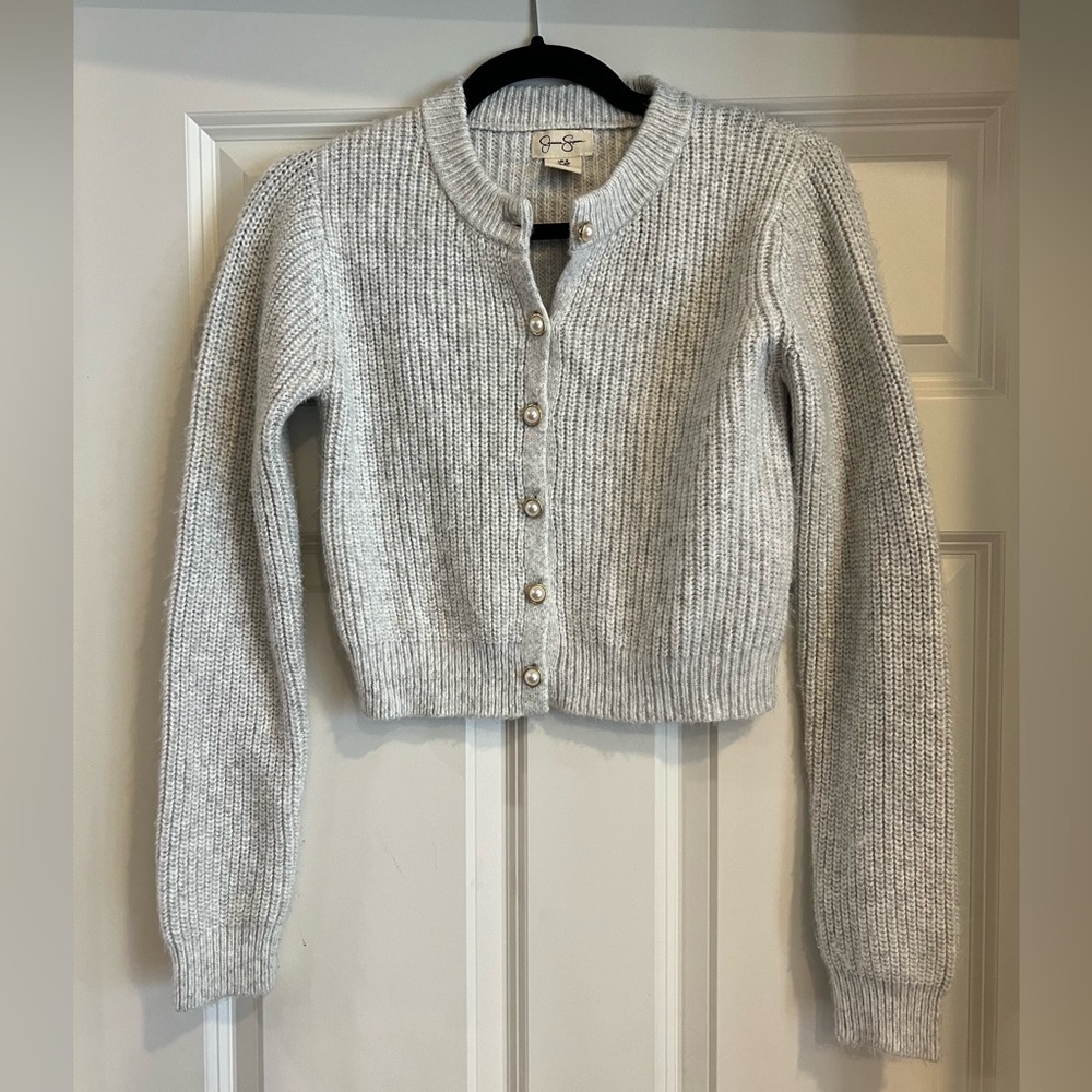 Jessica Simpson Light Gray Button-Up Cardigan